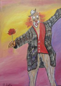 147. Clown mit Rose Acryl 40x50